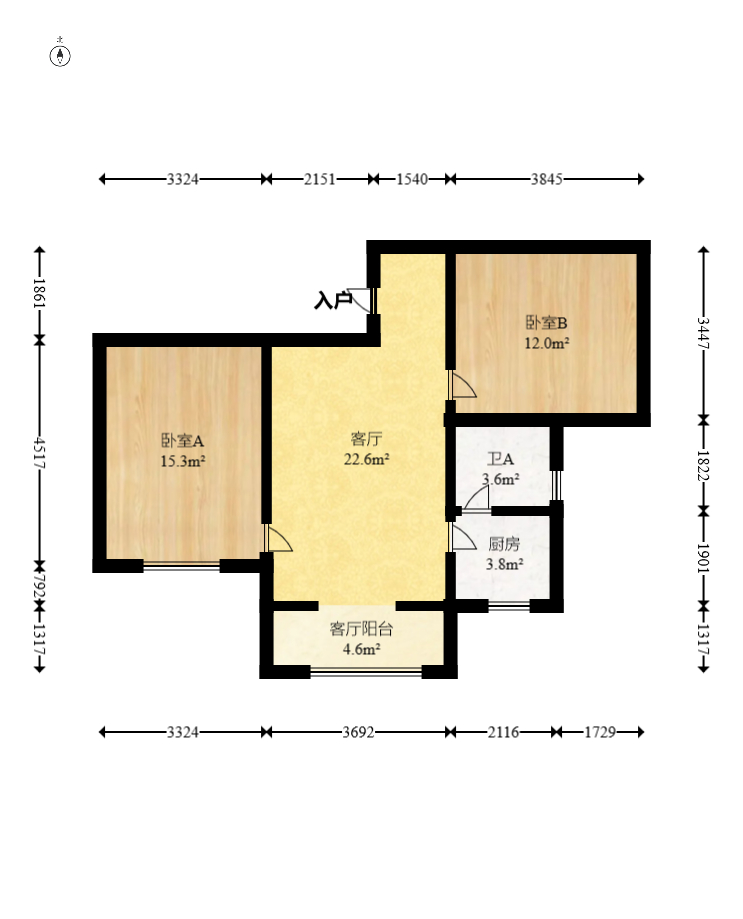 金麓西岸和苑 2室1厅1卫 52.0万 金麓西岸和苑 2室1厅1卫 52.0万户型图