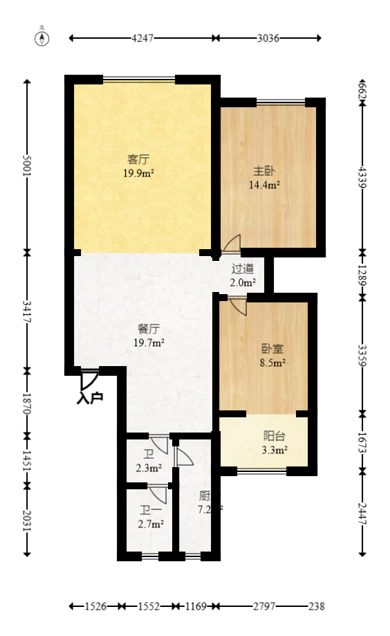 星沙商业步行街  2室2厅1卫   43.80万室内图1
