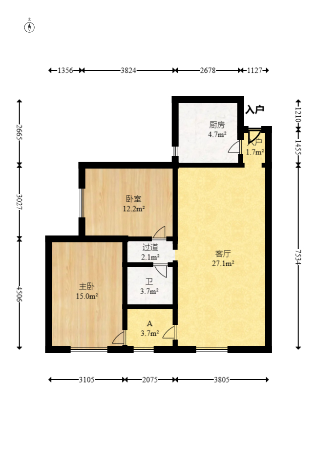 蝴蝶谷  2室2厅1卫   38.00万室内图1