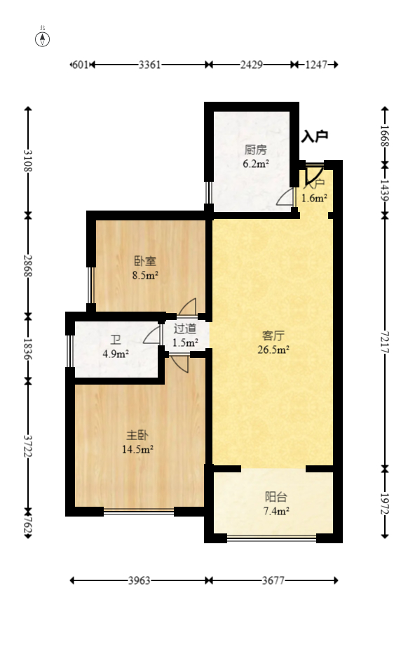 蝴蝶谷 2室2厅1卫 32.8万 蝴蝶谷 2室2厅1卫 32.8万户型图