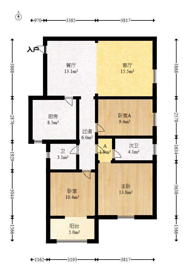尚都花园城  3室1厅1卫   53.80万室内图1