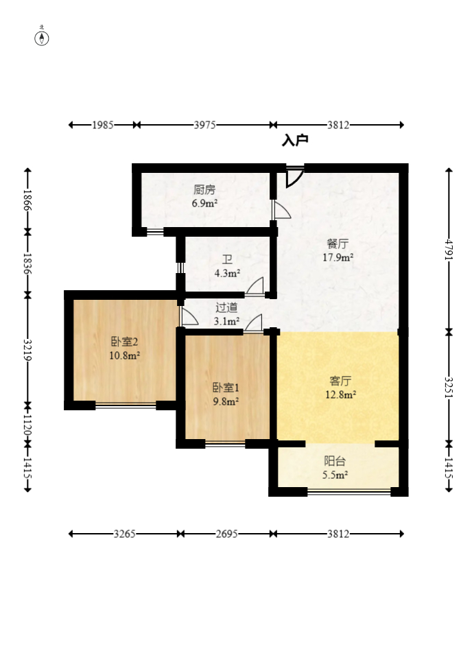 华城广场  2室1厅1卫    82.88万室内图1