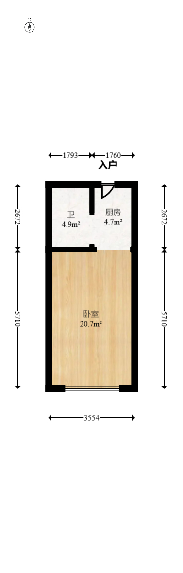 正荣梅溪紫阙台  1室1厅1卫   44.00万室内图1