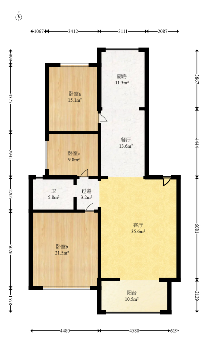 澳海月亮湾 3室2厅1卫 76.8万 澳海月亮湾 3室2厅1卫 76.8万户型图