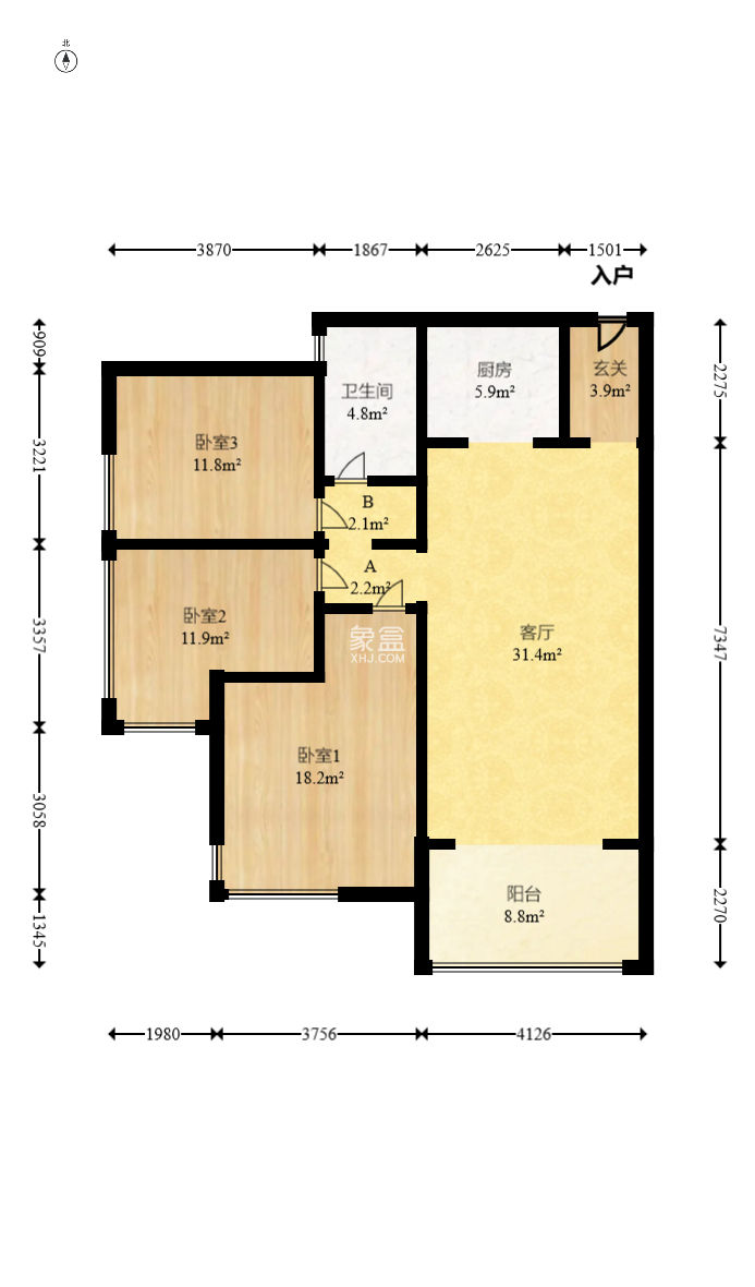 勤诚达新界  3室2厅1卫    84.5万