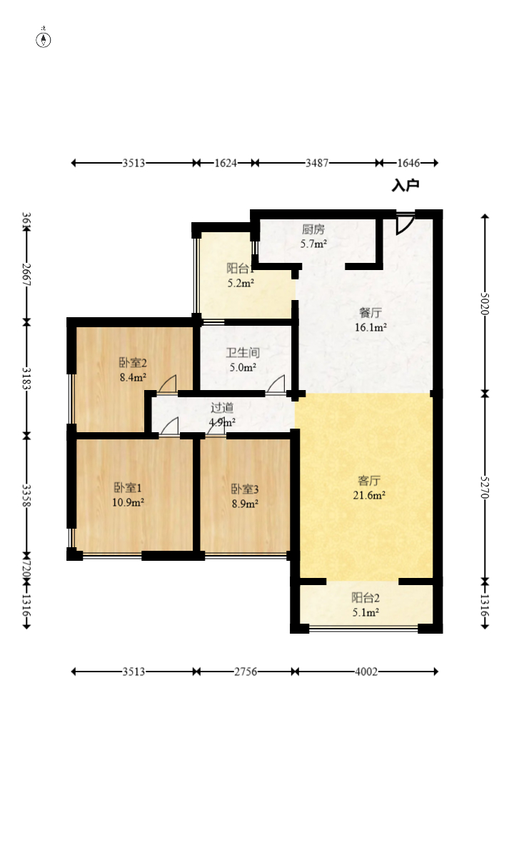 勤诚达新界 3室2厅1卫 77.0万 勤诚达新界 3室2厅1卫 77.0万户型图