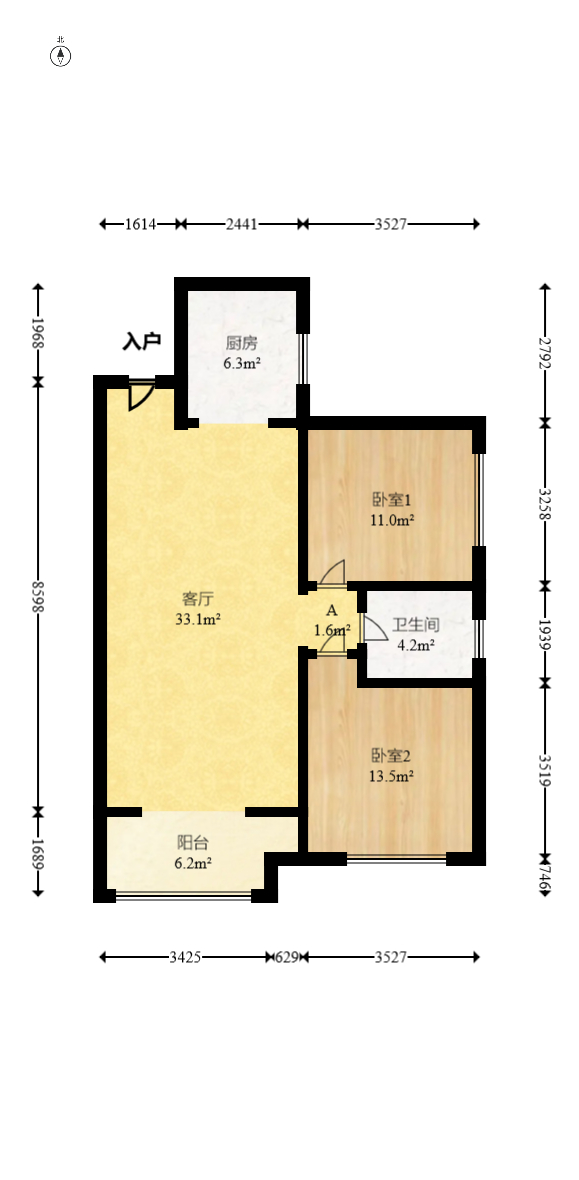 长燃新奥佳园 2室2厅1卫 62.5万 长燃新奥佳园 2室2厅1卫 62.5万户型图