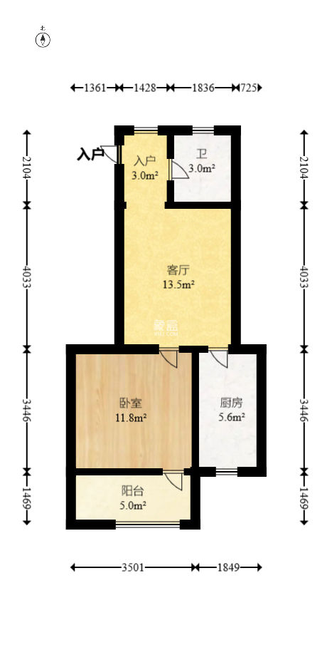静谧园  1室1厅1卫   22.00万