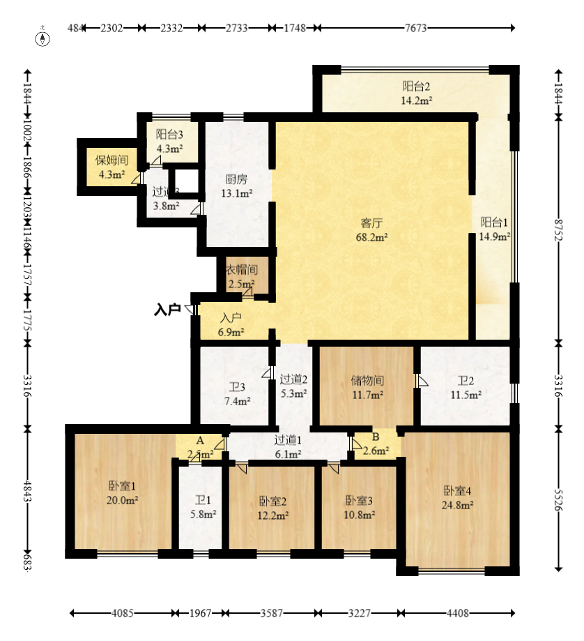 万科紫台  4室2厅3卫   510.00万室内图1
