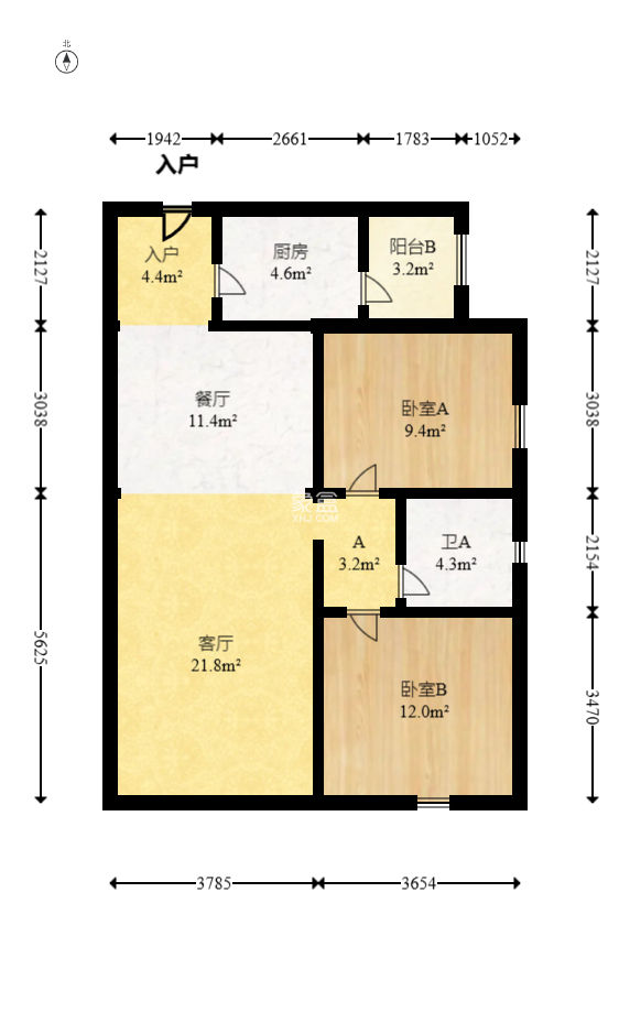 五矿万境水岸二期（五矿万境水岸和苑）  2室2厅1卫   100.00万