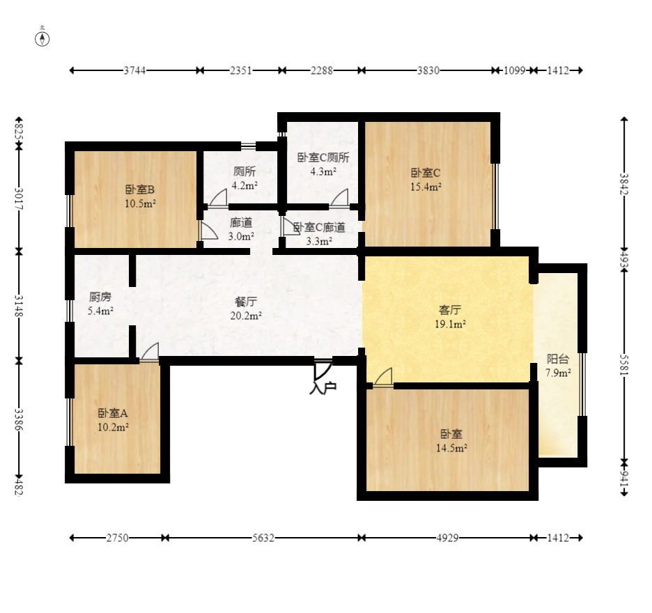 建发电建江山悦  4室2厅2卫   165.00万室内图1