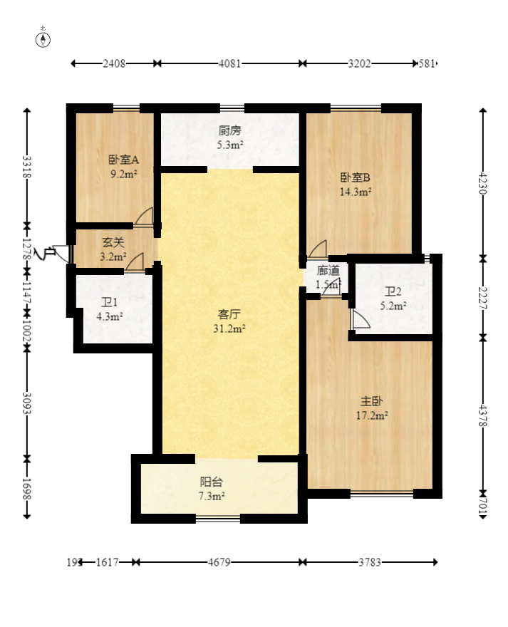 江山帝景哈佛  3室2厅2卫   104.00万室内图1