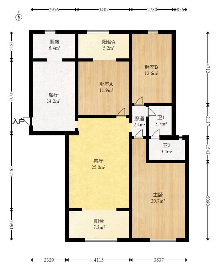 中建麓山和苑  3室2厅1卫   86.00万室内图1