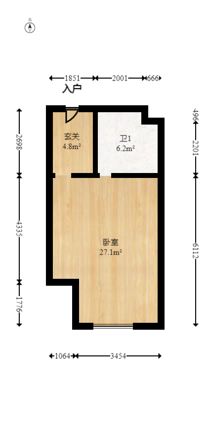 枫华府第  1室1厅1卫   20.00万室内图1