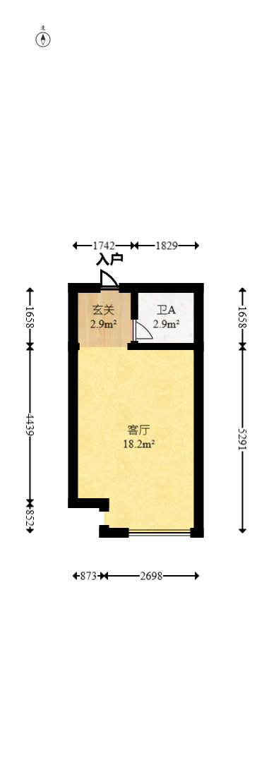龙湖铂金岛  2室1厅2卫   55.00万室内图1