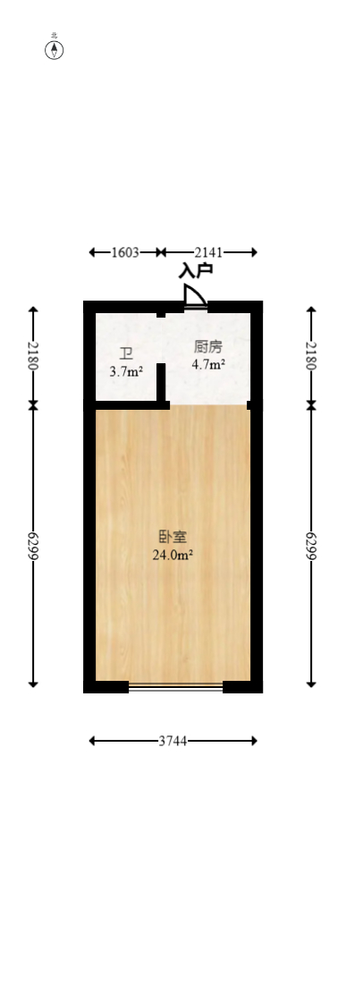 豪菲斯国际公寓（缤纷一季）  1室1厅1卫   28.00万室内图1