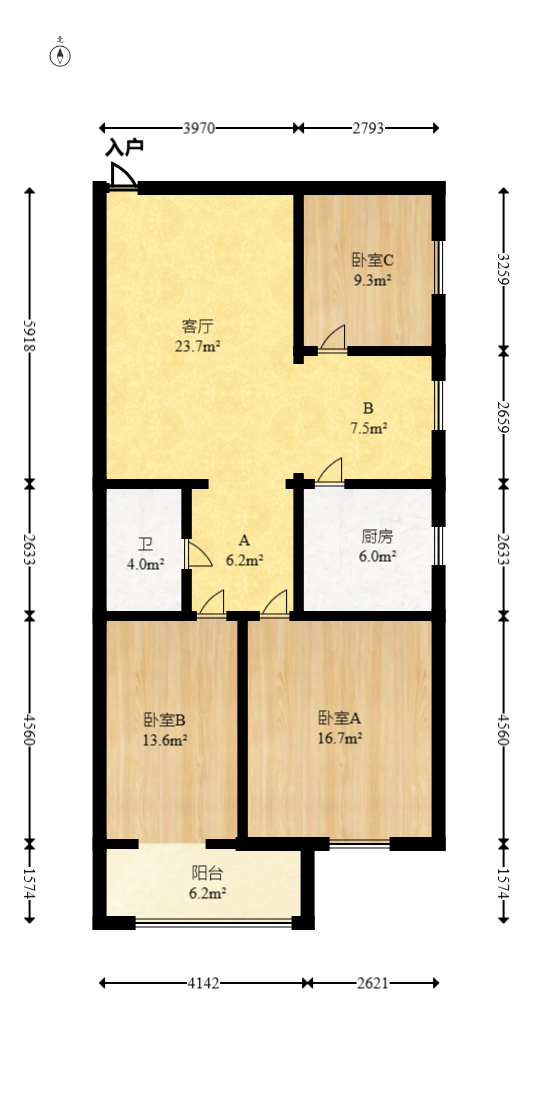 金汇小区  3室2厅1卫   71.50万室内图1