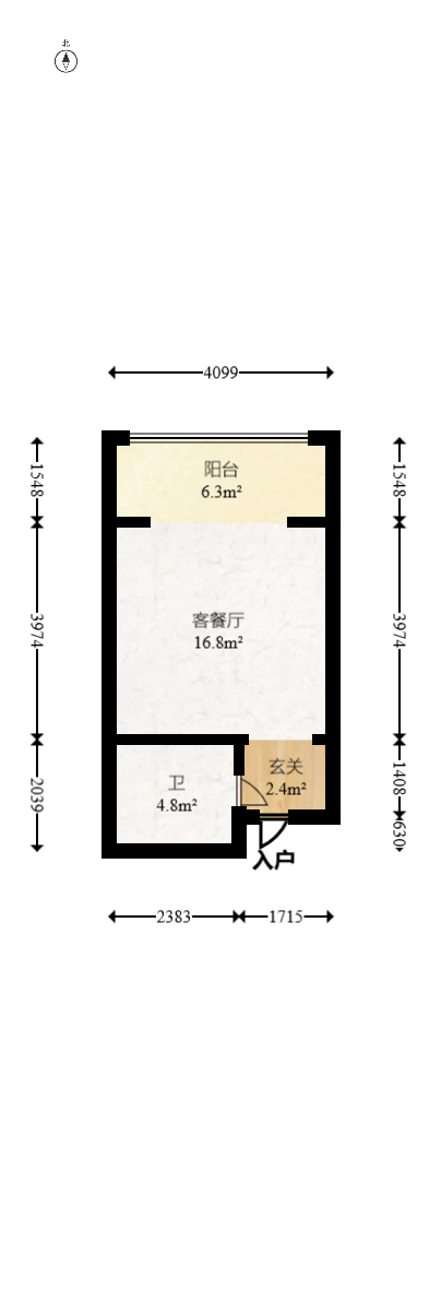天元涉外景园B区  1室1厅1卫   28.00万室内图1