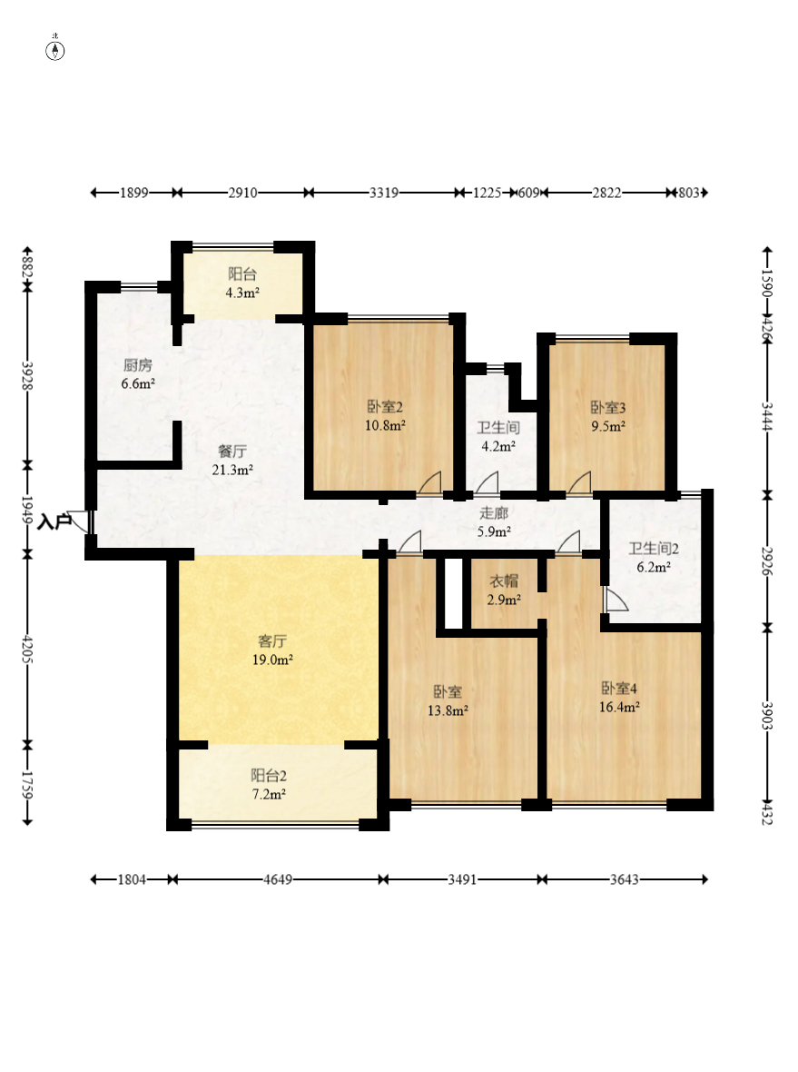 金茂建發(fā)觀悅  4室2廳2衛(wèi)    188.0萬(wàn)室內(nèi)圖1