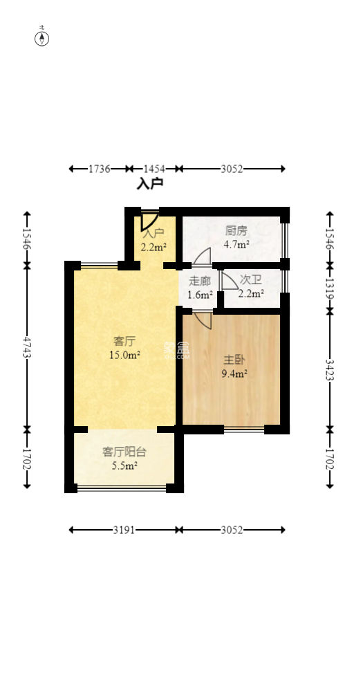 海岸银座花园  1室2厅1卫    92.98万