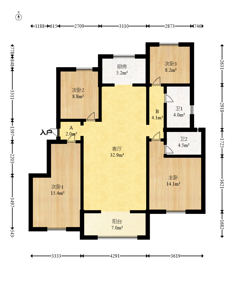 新城悦隽  4室2厅2卫    136.0万 新城悦隽  4室2厅2卫    136.0万户型图