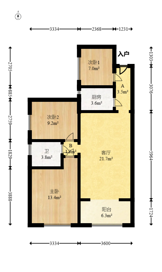 家和院 3室1厅1卫 61.8万 家和院 3室1厅1卫 61.8万户型图