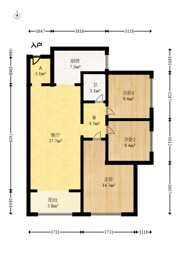 华润凤凰城三期 3室2厅1卫 68.8万 华润凤凰城三期 3室2厅1卫 68.8万户型图
