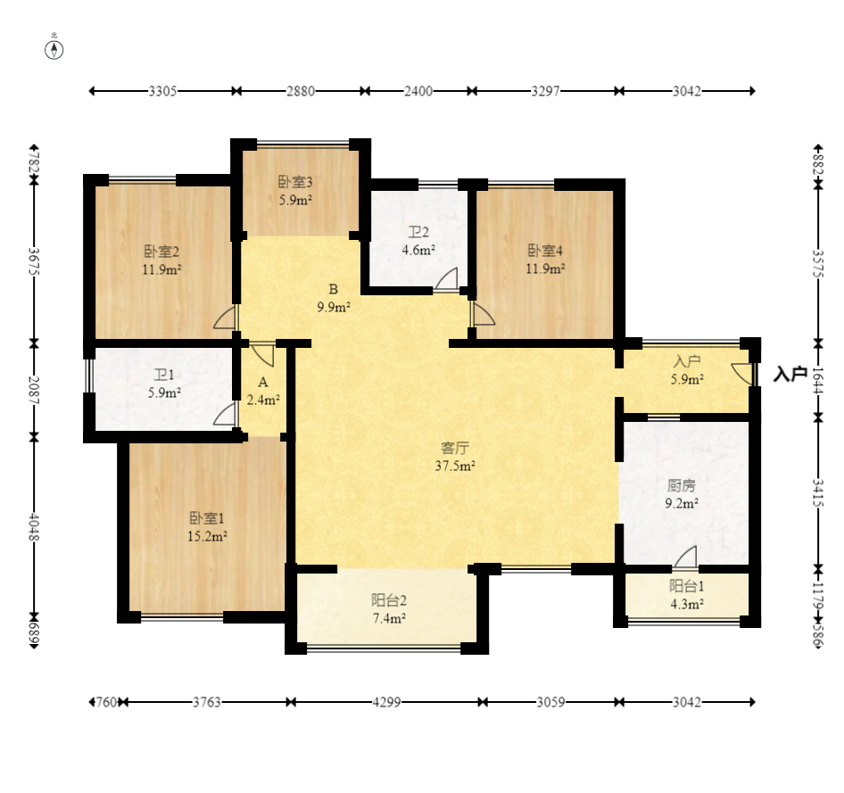 通用时代国际社区 4室2厅2卫 138.8万 通用时代国际社区 4室2厅2卫 138.8万户型图