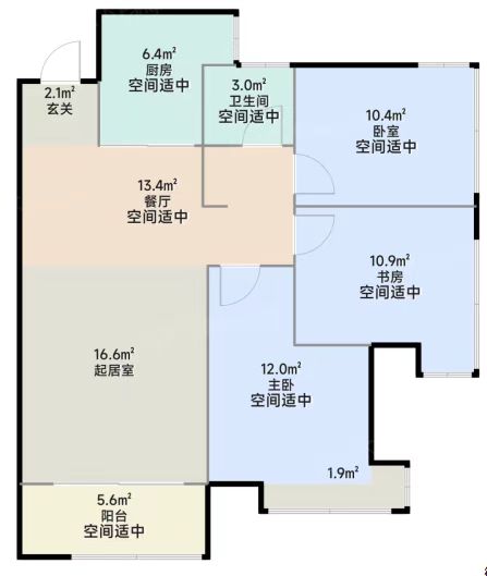 金轮津桥华府  3室2厅1卫   57.80万室内图1