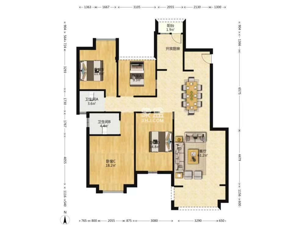 磐龙生态社区 4室2厅2卫 40.8万 磐龙生态社区 4室2厅2卫 40.8万室内图