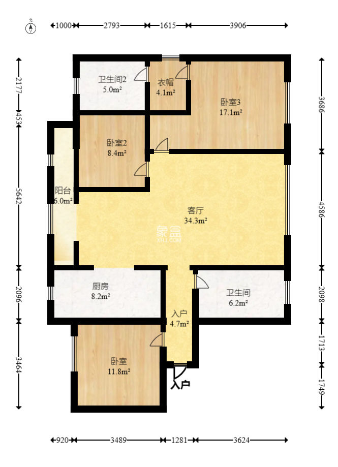 中房瑞致国际  3室2厅2卫   102.00万