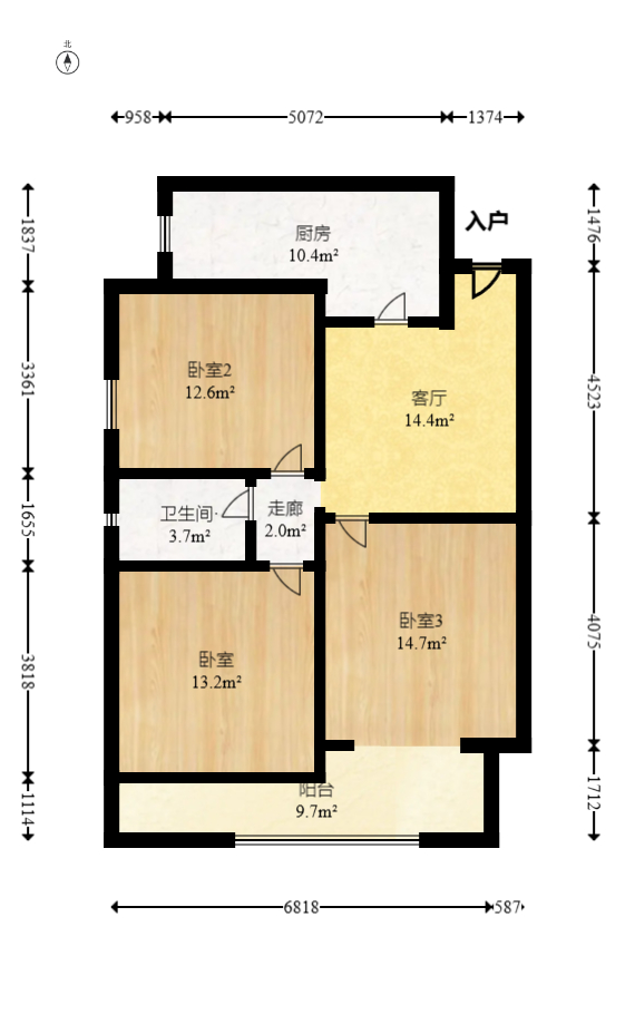 康桥长郡 2室2厅1卫 55.0万 康桥长郡 2室2厅1卫 55.0万户型图