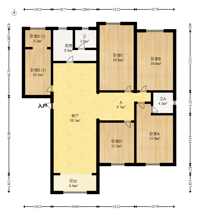 麓谷沐春园  5室2厅2卫   105.00万室内图1