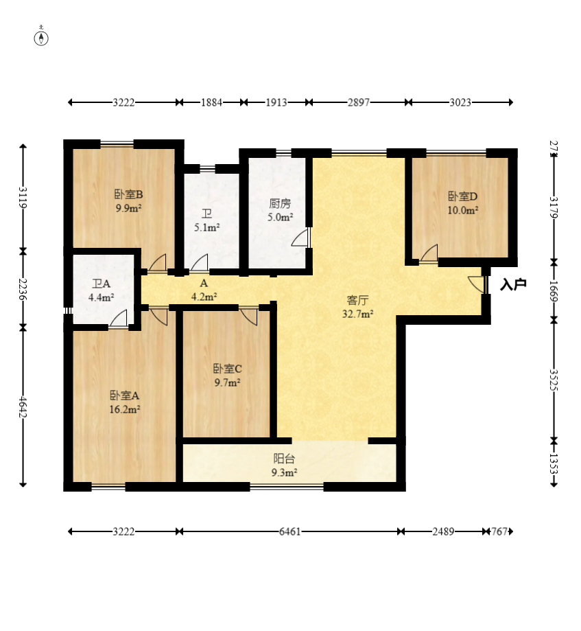 奥园城市天骄二期  4室2厅2卫   162.00万室内图1