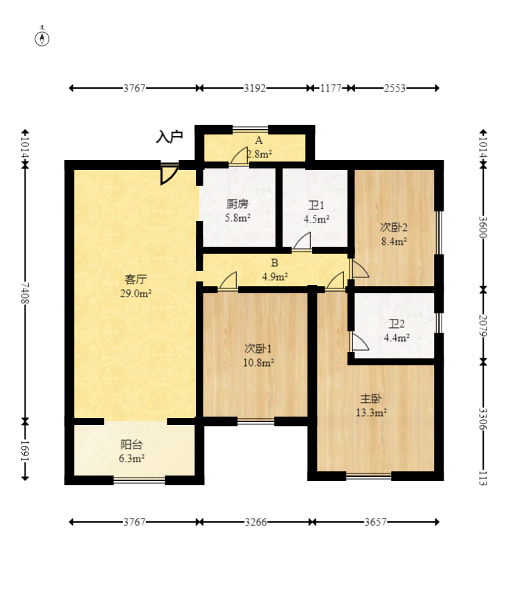 深业睿城  3室2厅2卫    92.8万 深业睿城  3室2厅2卫    92.8万户型图