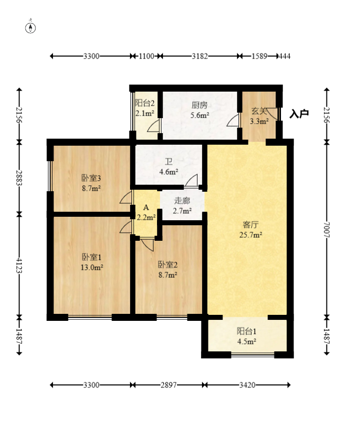 中煤和悦府 3室2厅1卫 87.8万 中煤和悦府 3室2厅1卫 87.8万户型图