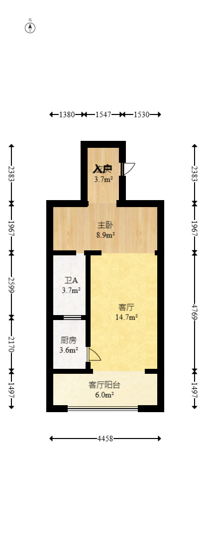 西山汇景一、二期 1室1厅1卫 42.8万 西山汇景一、二期 1室1厅1卫 42.8万户型图