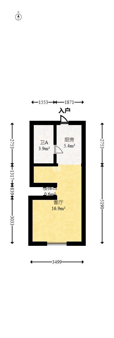 越秀悦湖台  1室1厅1卫   46.00万