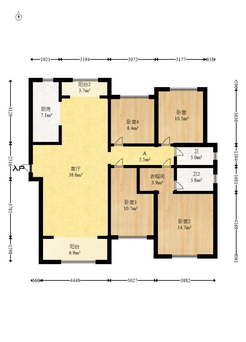 奥克斯缔壹城  4室2厅2卫    128.0万 奥克斯缔壹城  4室2厅2卫    128.0万户型图