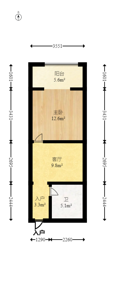 人瑞潇湘国际  1室1厅1卫   37.00万室内图1