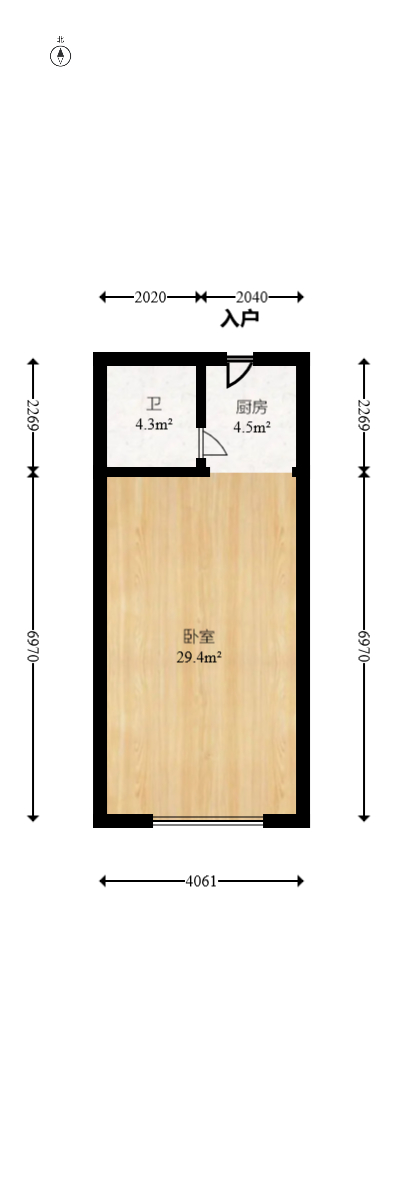 长城华都  1室1厅1卫   30.00万室内图1
