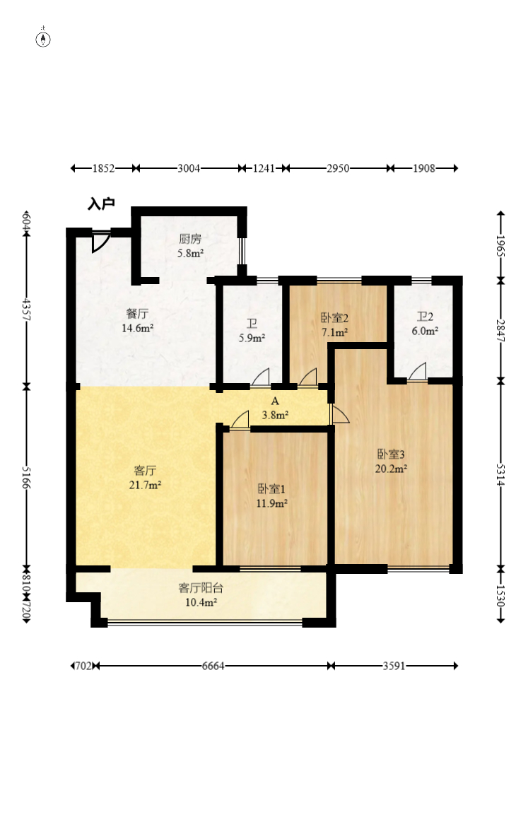 中建钰和城  3室2厅2卫   145.00万室内图1