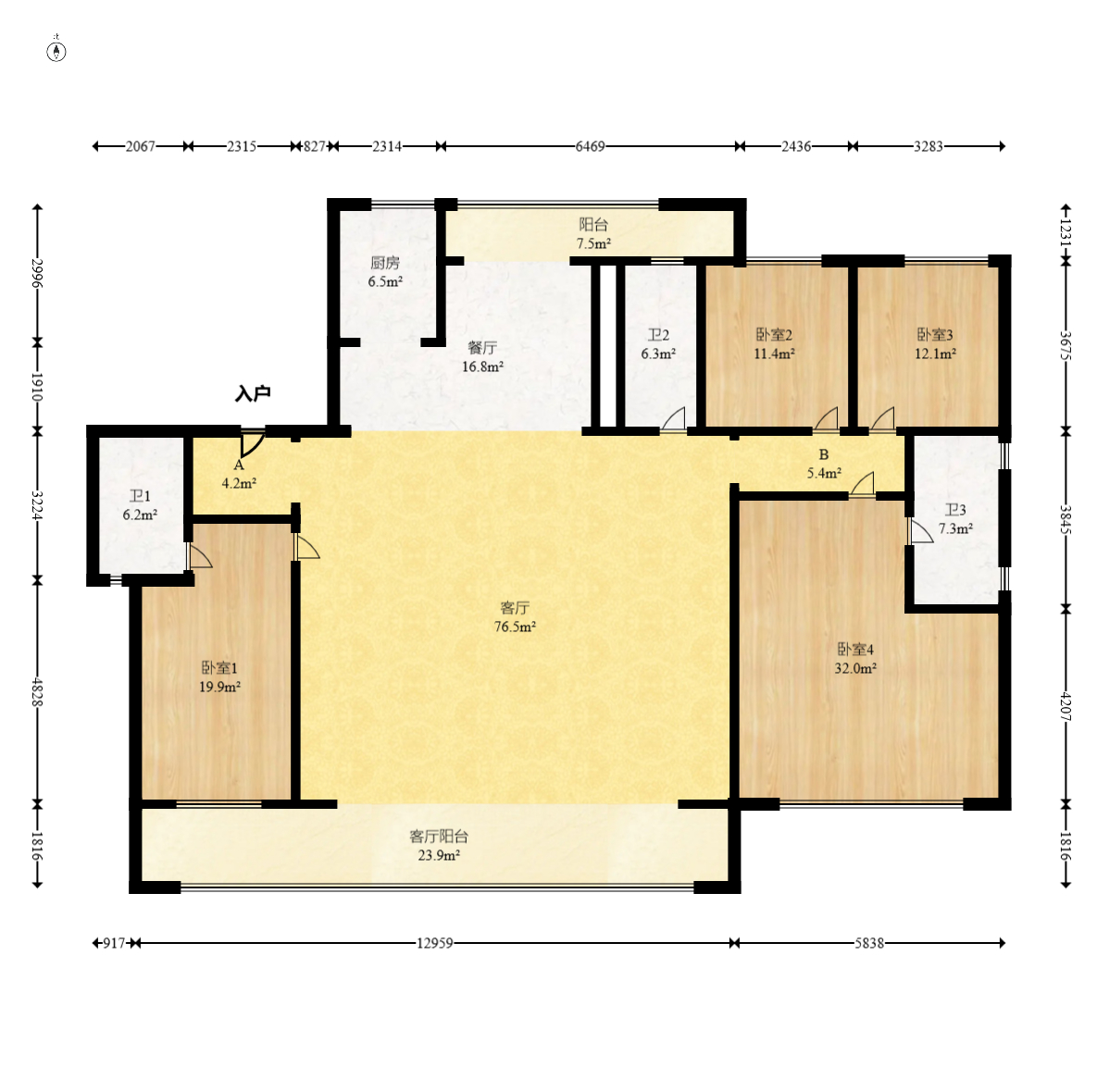 中建钰和城  4室2厅3卫   298.00万室内图1
