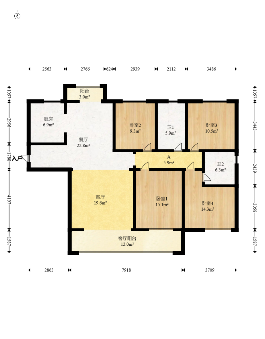 中建鈺和城  4室2廳2衛(wèi)    205.0萬(wàn)室內(nèi)圖1