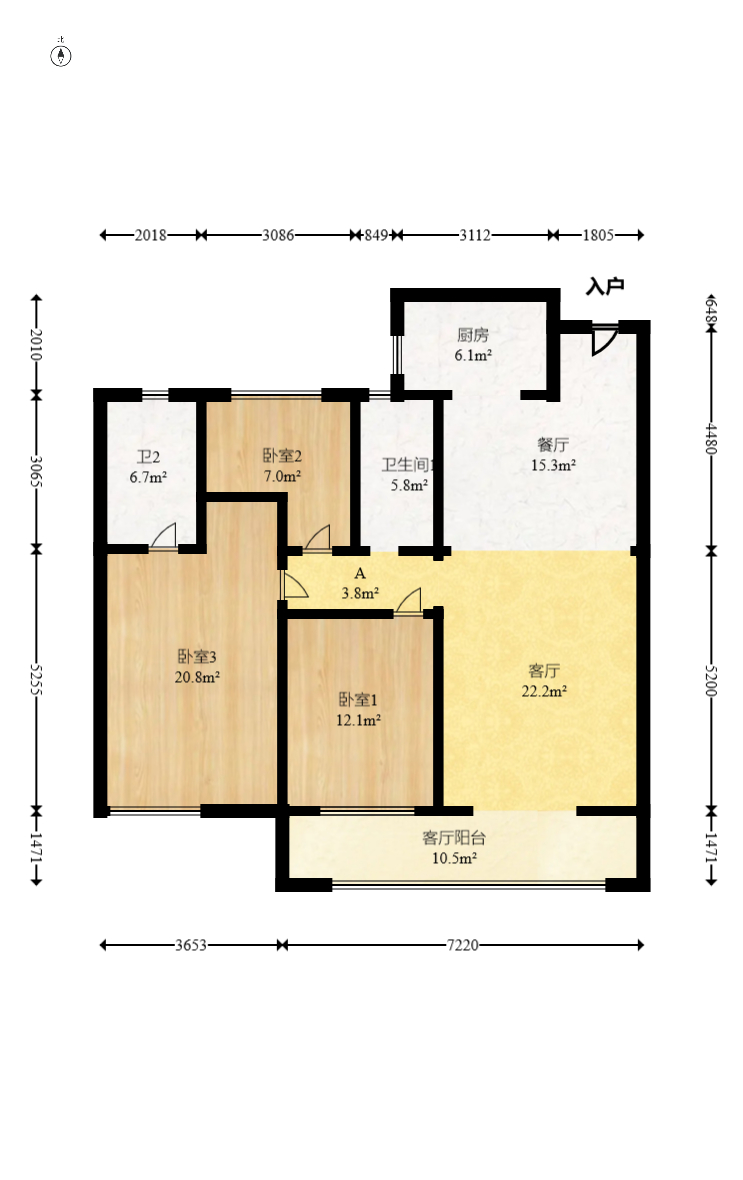 中建钰和城  3室2厅2卫   153.00万室内图1