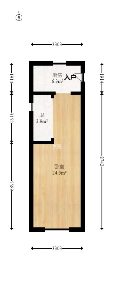 弘坤云寓  1室1厅1卫   53.00万