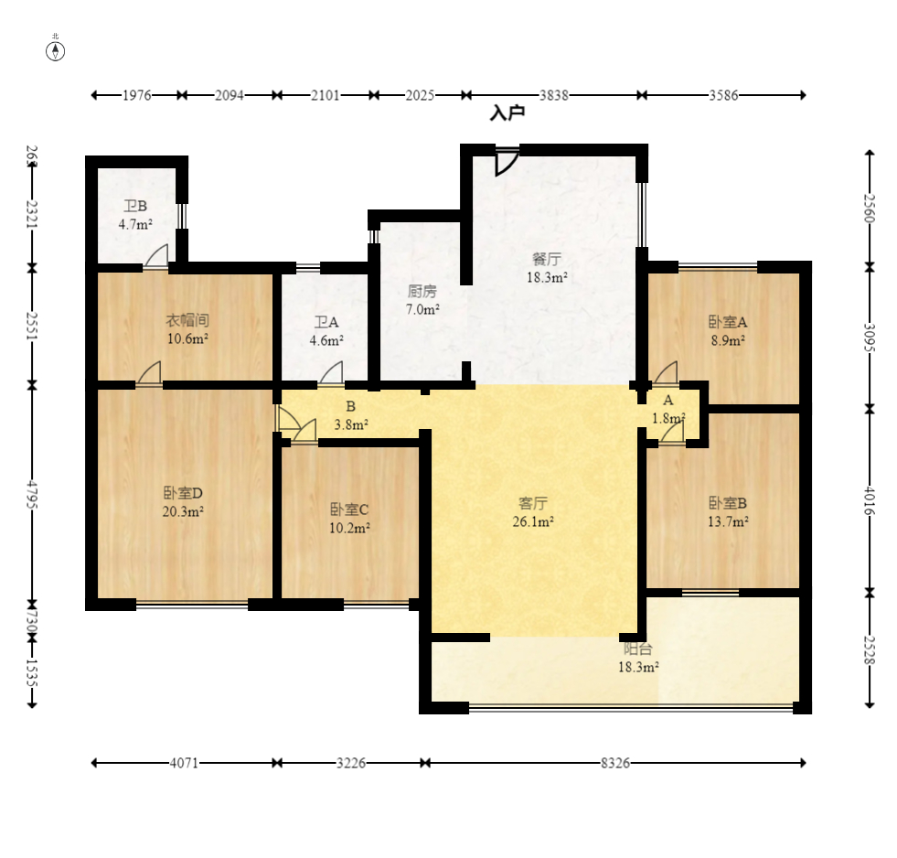 绿洲花园 4室2厅2卫 146.0万 绿洲花园 4室2厅2卫 146.0万户型图