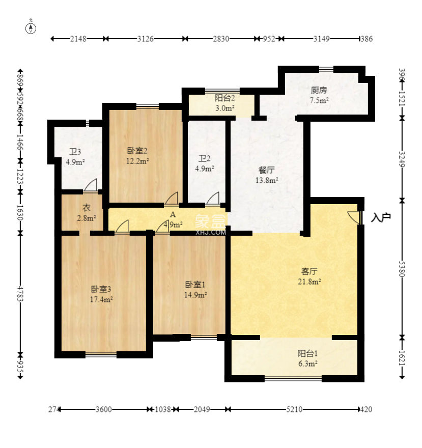 新华都万家城  3室2厅2卫   109.80万