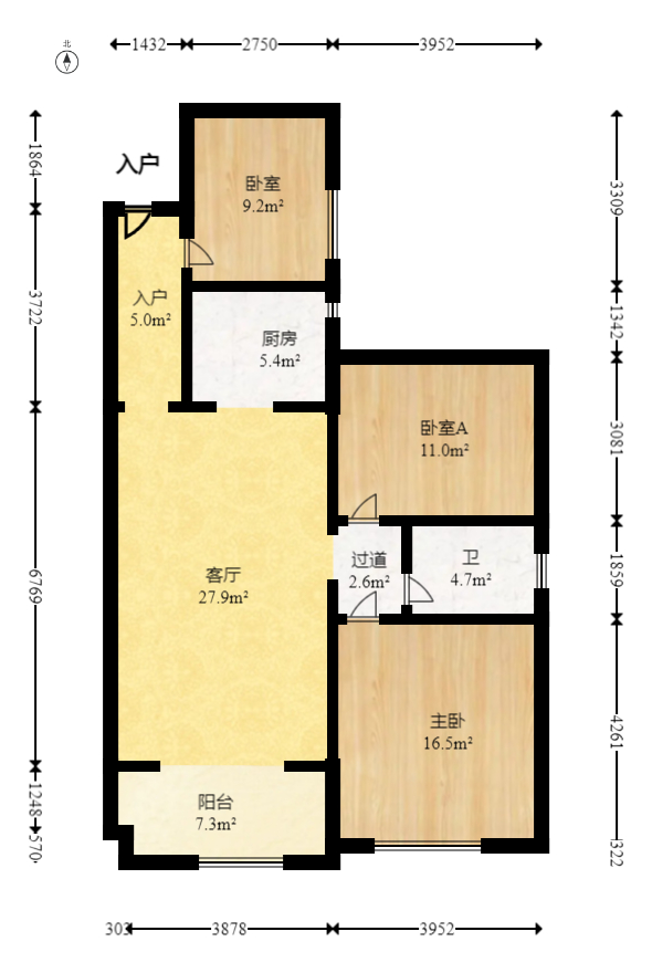 国泰九龙湾  2室2厅1卫   89.80万室内图1