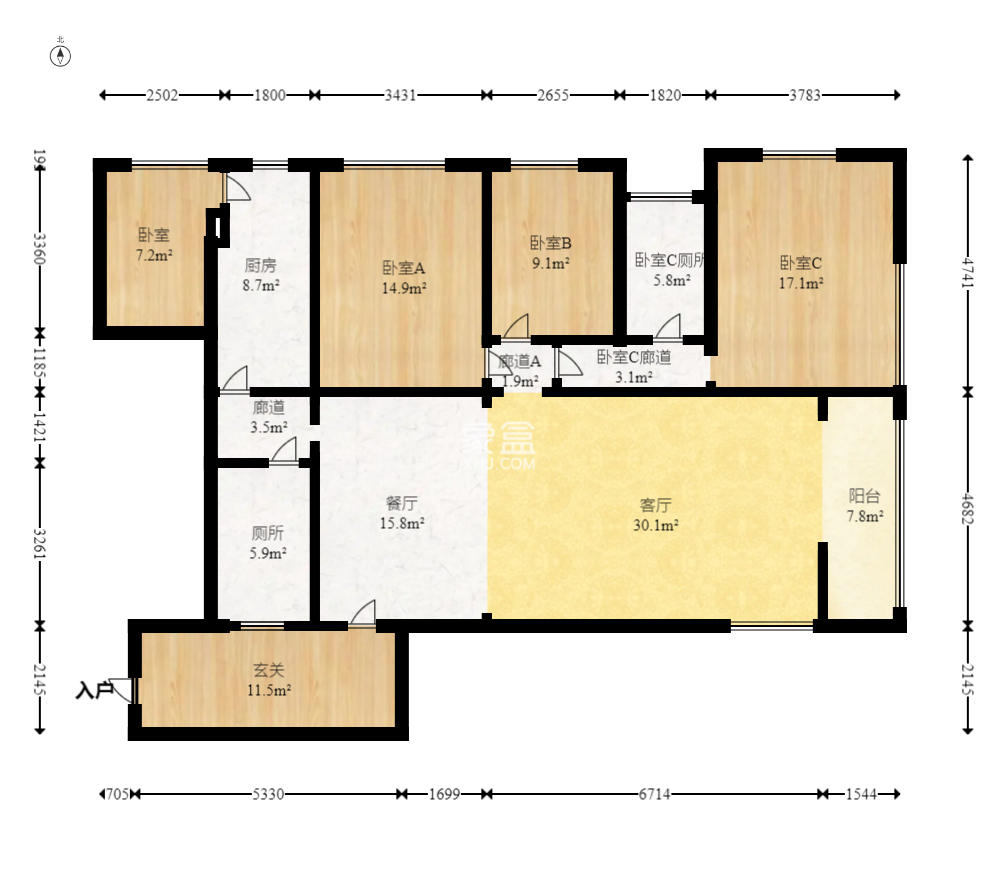 阳光100一期、四五期 4室2厅2卫 102.0万 阳光100一期、四五期 4室2厅2卫 102.0万户型图